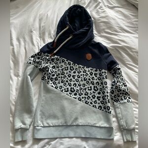 Wanakome Navy Leopard Print Hoodie size Medium